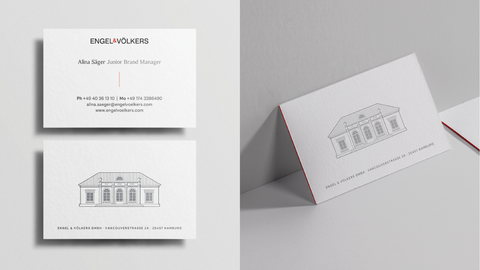 A selection of example business cards for Engel & Völkers employees