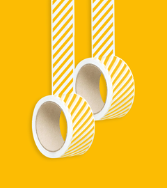 Two rolls of yellow and white Google for Startups branded tape